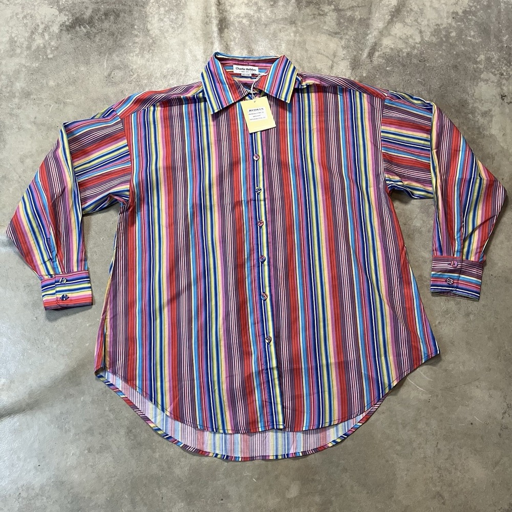 Charlie Holiday Anthropologie Maple Shirt Womens Size 2 Multicolor Stripe Resort
